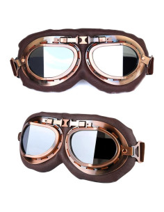 Gafas de Motocicleta Retro Hallwayee con Lente Plateada