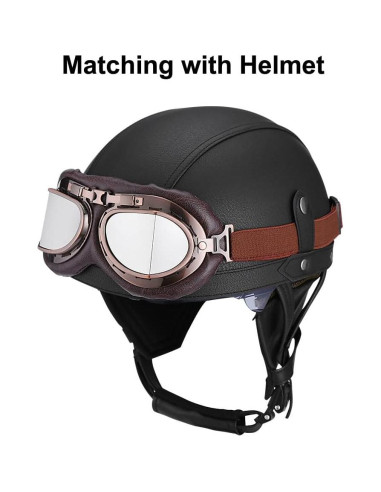 Gafas de Motocicleta Retro Hallwayee con Lente Plateada