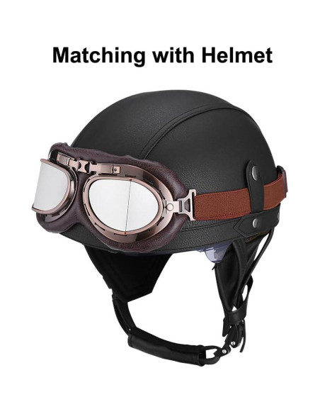 Gafas de Motocicleta Retro Hallwayee con Lente Plateada