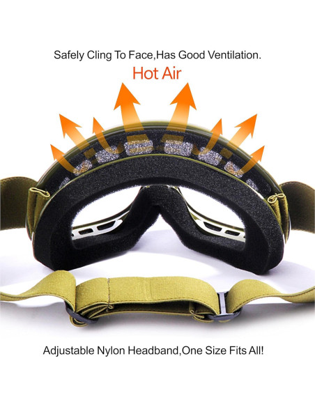 Gafas de Motocross GLX YH15 Antivaho para Niños Verde Militar Gafas de Motocross GLX YH15 Antivaho para Niños Verde Militar