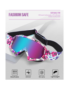 Gafas de Motocross Beyisi UV400 Rosa Púrpura Antideslizantes 2