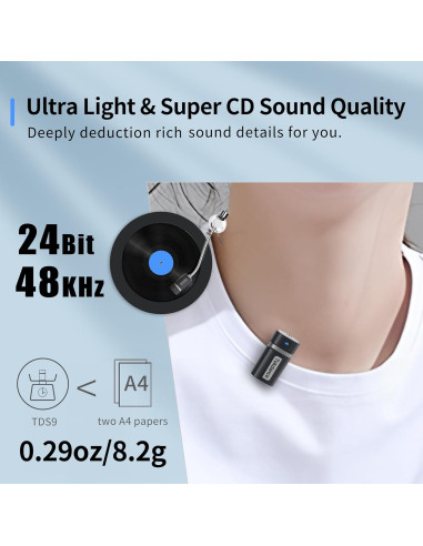 Micrófono Lavalier Inalámbrico Tokdance TDS9 3-en-1 con Adaptadores
