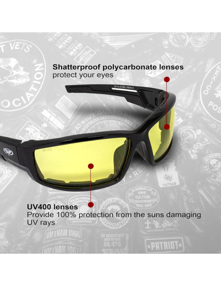 Gafas de sol acolchadas Sly Global Vision para motociclistas Gafas de sol acolchadas Sly Global Vision para motociclistas