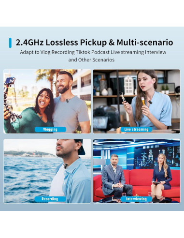 Micrófono Lavalier Inalámbrico Tokdance TDS9 3-en-1 con Adaptadores