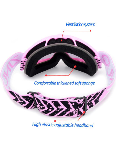 Gafas de motocross para niños UV400 - Rosa y azul