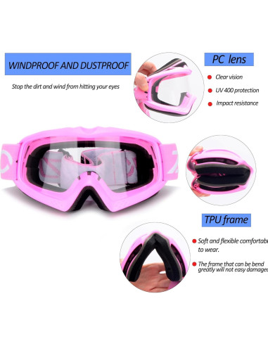 Gafas de motocross para niños UV400 - Rosa y azul
