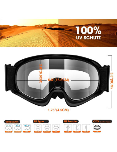 Gafas de Moto para Niños MAMBAOUT con Lente Transparente