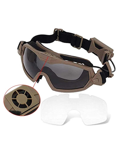 Gafas de Airsoft H World Shopping con Ventilador y Lentes Intercambiables
