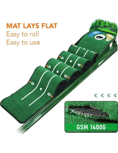 Alfombra de Putting de Golf Ascent PM020 con Peligros y Marcadores
