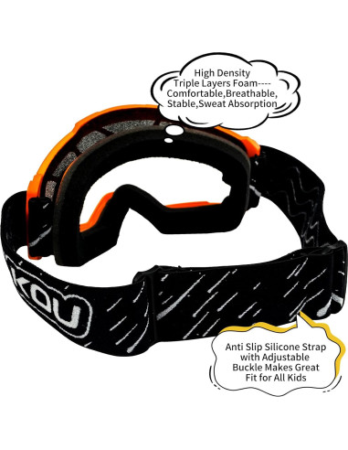 Gafas de Motocross Antivaho para Niños 3-12 Años Naranja