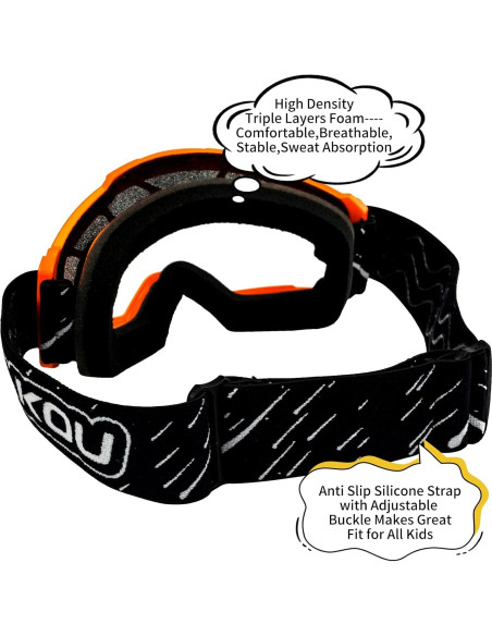 Gafas de Motocross Antivaho para Niños 3-12 Años Naranja