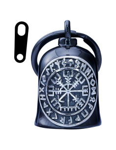 Campana Vikinga de Motocicleta AilRabbit - Acero Inoxidable Negro Plateado