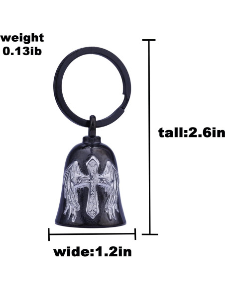 Campana de Motocicleta TEWAFOS Cruz Alada Negra Plateada