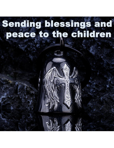 Campana de Motocicleta TEWAFOS Cruz Alada Negra Plateada