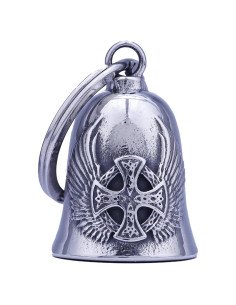 Campana de Motocicleta TEWAFOS de Acero Inoxidable - Cruz de Neumático Plateada