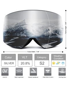 Gafas de esquí FMY UV400 con diseño panorámico y antiempañante 2