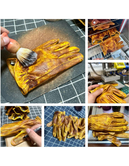 Guantes de motocicleta de cuero yak retro hechos a mano - XL