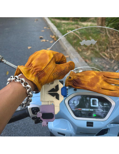 Guantes de motocicleta de cuero yak retro hechos a mano - XL