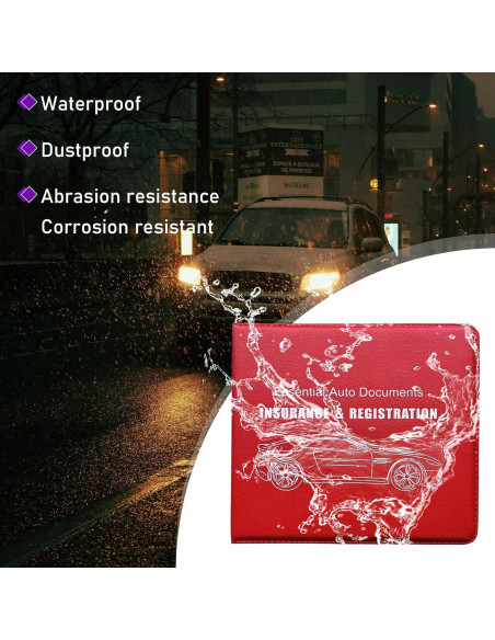 4 Portafolios de Registro y Seguro de Auto Suvnie - Rojo