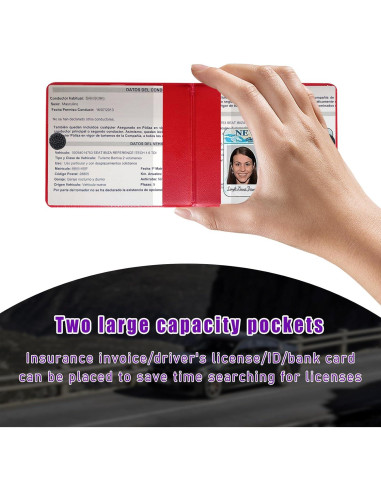 4 Portafolios de Registro y Seguro de Auto Suvnie - Rojo