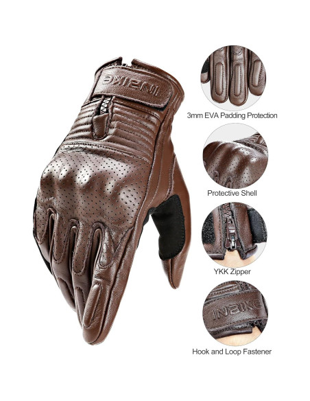 Guantes de Motocicleta INBIKE de Cuero Transpirable Talla Grande