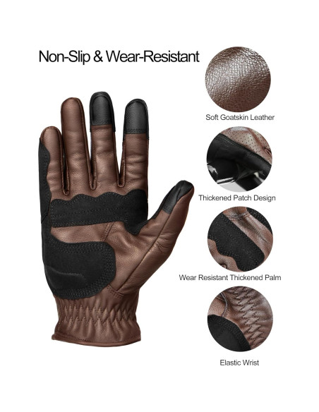 Guantes de Motocicleta INBIKE de Cuero Transpirable Talla Grande