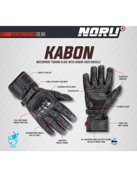 Guante de motocicleta Noru Kabon WP - Impermeable y térmico Guante de motocicleta Noru Kabon WP - Impermeable y térmico