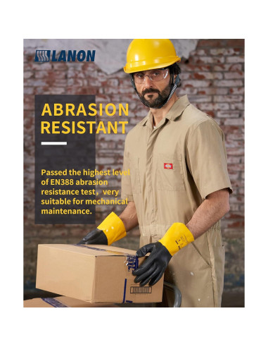 Guantes Químicos de PVC LANON U100 - 3 Pares XXL Antideslizantes