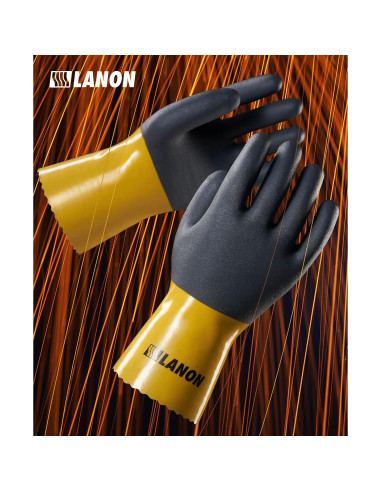 Guantes Químicos de PVC LANON U100 - 3 Pares XXL Antideslizantes