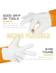 Guantes de soldadura TIG TOOLIOM de piel de cabra 35.56 cm 2