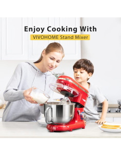 Batidora de Pie VIVOHOME 660W 5,68L 10 Velocidades Roja 2