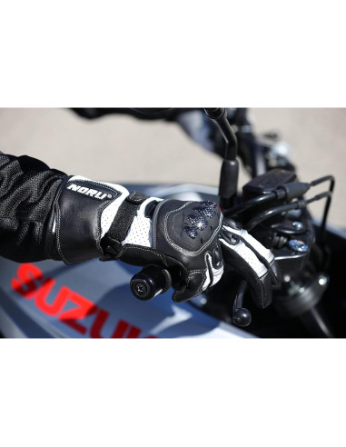 Guante de Motocicleta Noru Sokudo de Cuero Negro XX-Large