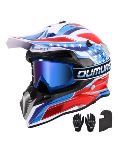 Casco OUMURS DOT Adulto Motocross con Gafas y Guantes XL