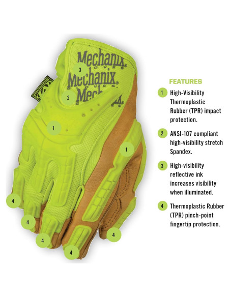 Guantes de Trabajo Pesados Mechanix Wear Hi-Viz CG XL Amarillo