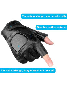 Guantes sin Dedos de Cuero Genuino Accmor para Ciclismo 2