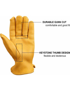 Guantes de motocicleta OZERO de cuero de ciervo - Mediano, Oro 2