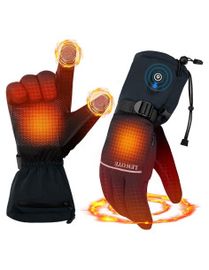 Guantes Calentados LEWOTE XL Impermeables Táctiles para Esquí