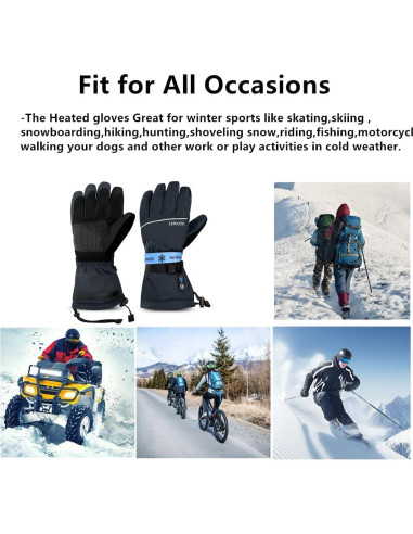 Guantes Calentados LEWOTE XL Impermeables Táctiles para Esquí