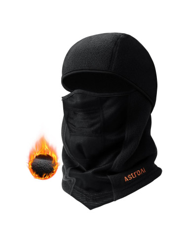 Balaclava Térmica AstroAI Negra Mediana para Esquí y Motociclismo