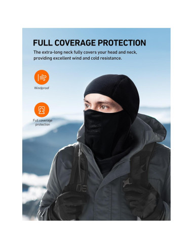 Balaclava Térmica AstroAI Negra Mediana para Esquí y Motociclismo