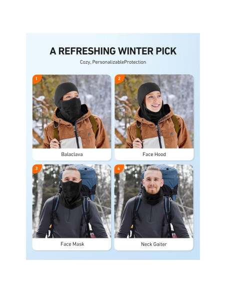 Balaclava Térmica AstroAI Negra Mediana para Esquí y Motociclismo