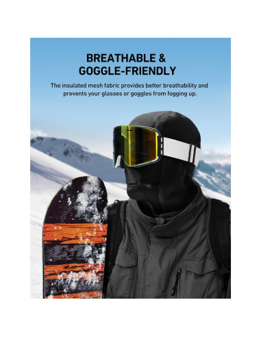 Balaclava Térmica AstroAI Negra Mediana para Esquí y Motociclismo