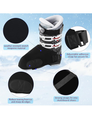 Cubiertas para Botas de Esquí Atvkov - Neopreno Negro Talla M