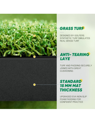 Alfombra de Golf OYN 1,52x1,22m con 9 Pelotas y 7 Tees