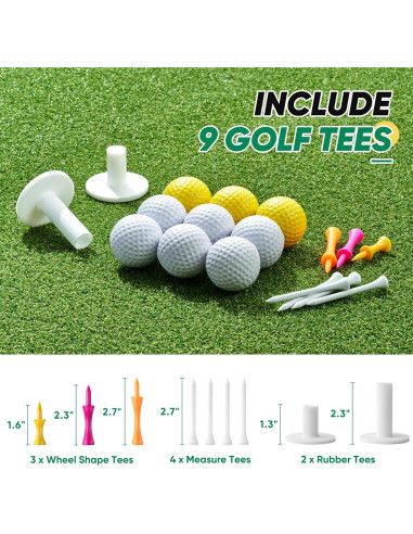 Alfombra de Golf OYN 1,52x1,22m con 9 Pelotas y 7 Tees