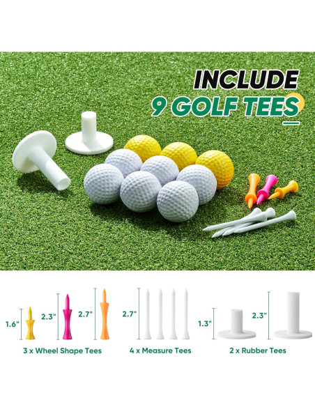Alfombra de Golf OYN 1,52x1,22m con 9 Pelotas y 7 Tees