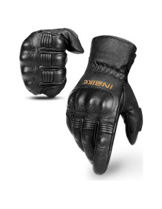 Guantes de Moto INBIKE Térmicos de Cuero Medianos Negros