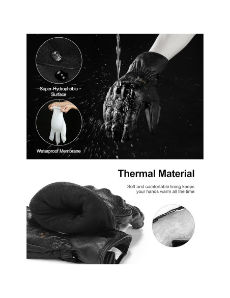 Guantes de Moto INBIKE Térmicos de Cuero Medianos Negros