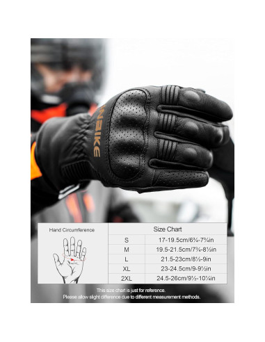 Guantes de Moto INBIKE Térmicos de Cuero Medianos Negros