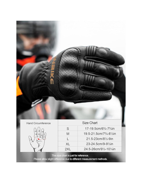 Guantes de Moto INBIKE Térmicos de Cuero Medianos Negros